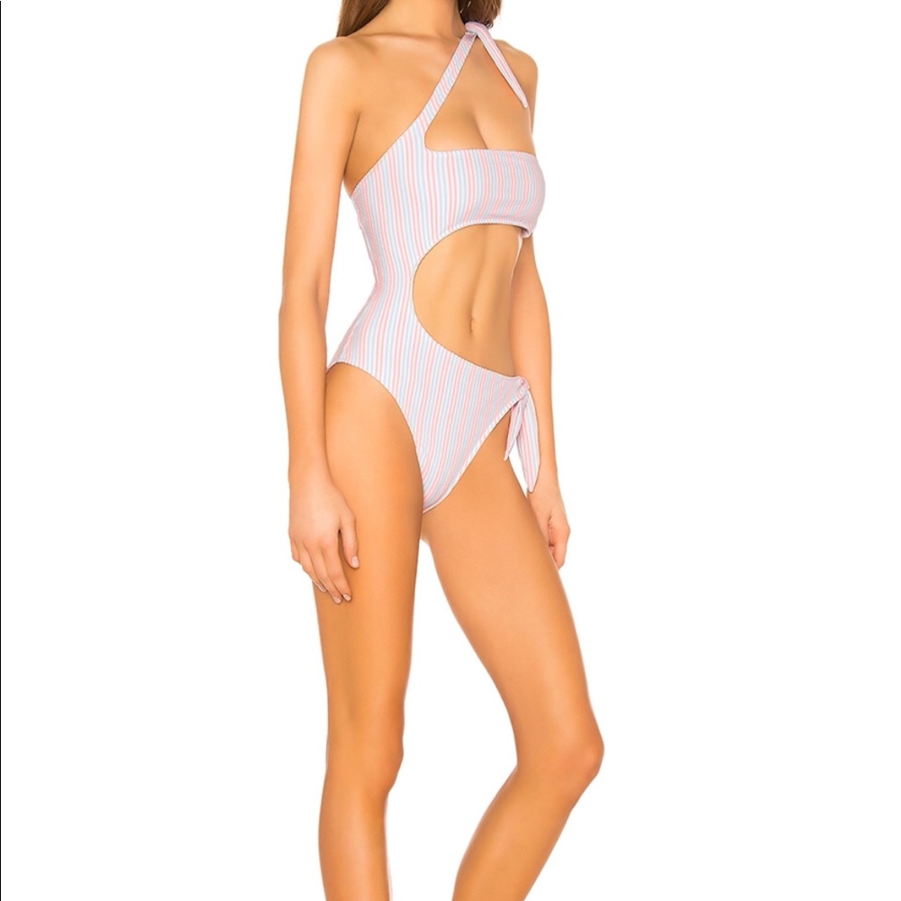 Shayk Onepiece in Coral & Blue Stripe Revolve
